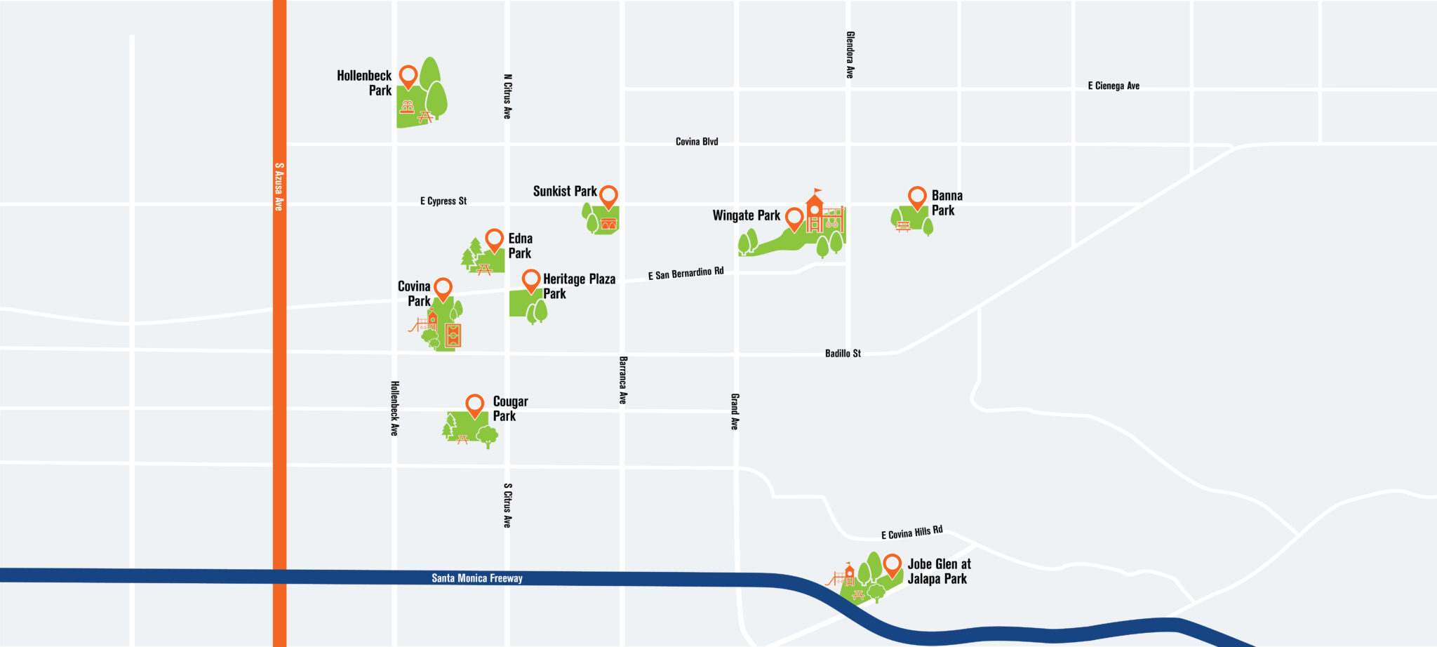 Parks and Maps with Amenities – Covina