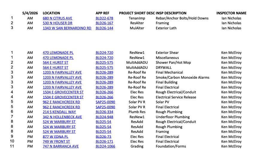 Daily Inspection Route Image